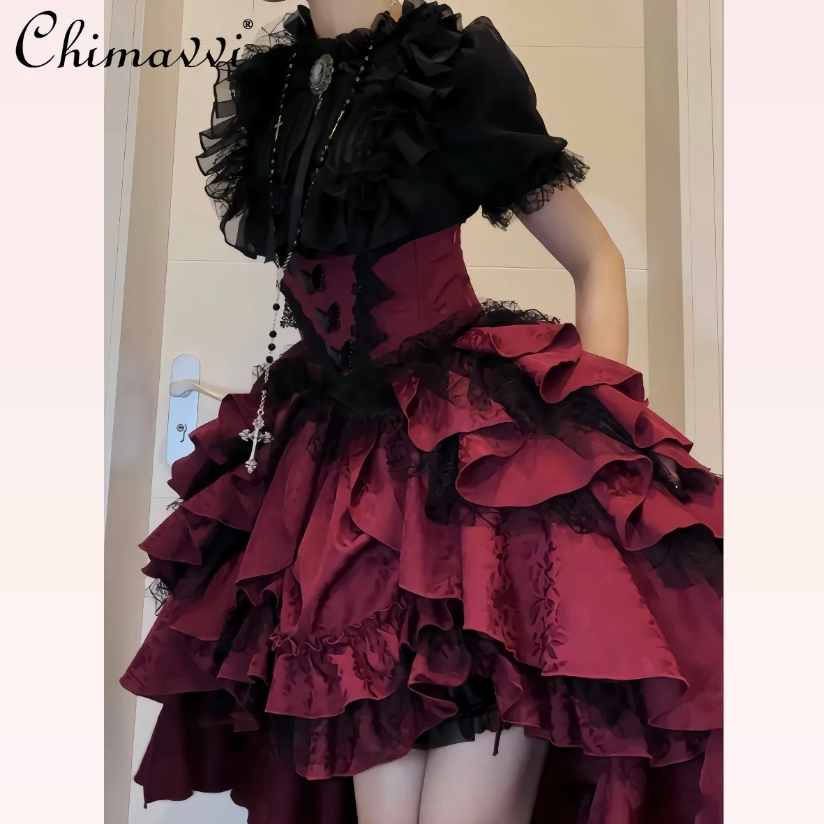 Комплект юбки в стиле готики на Хэллоуин новинка весны и осени кружевная рубашка