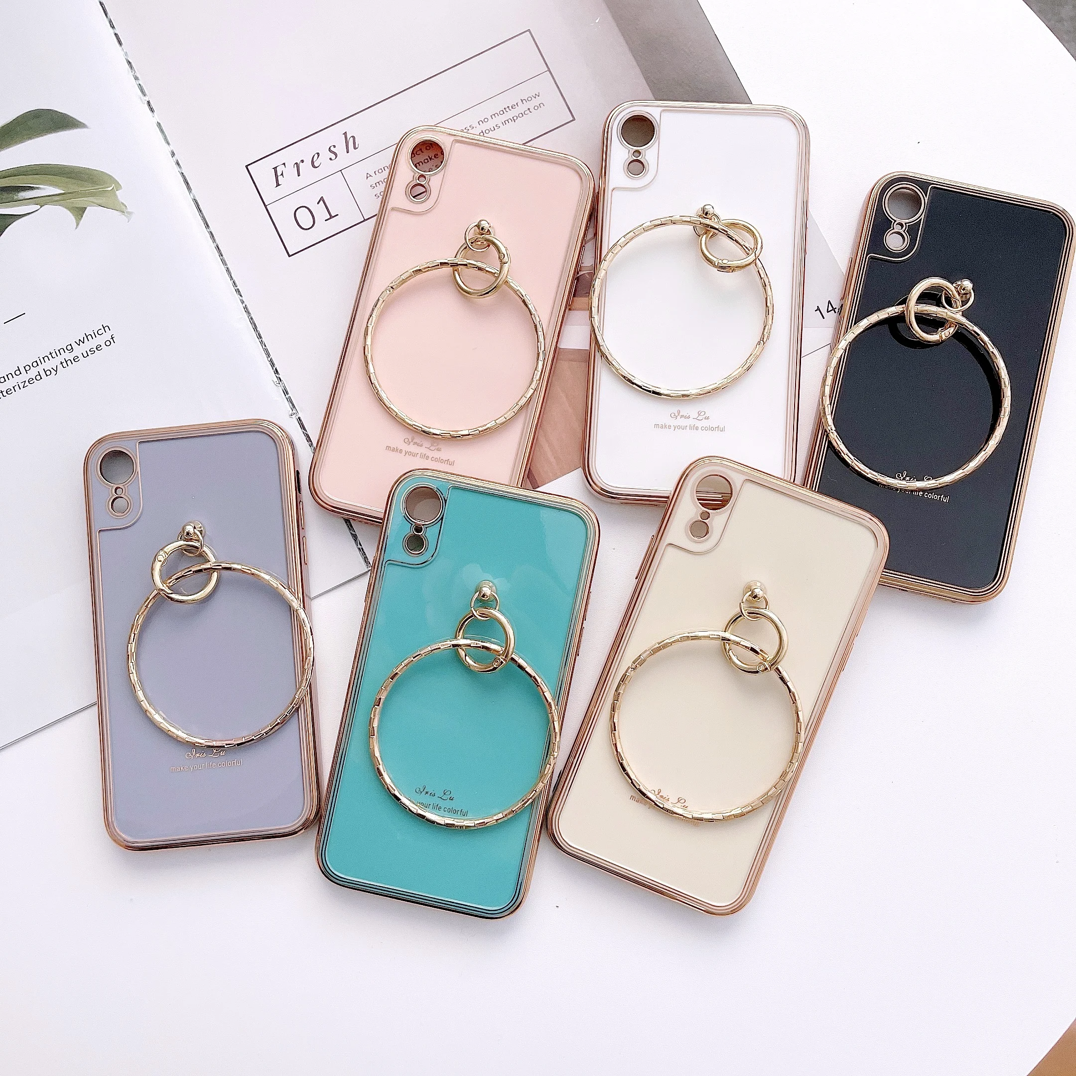 

Suitable for IPhoneXR high-end luxury fall proof mobile phone protective case+gold plated circle bracelet