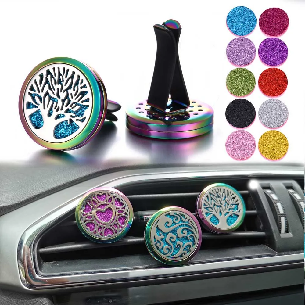 New Colorful Aromatherapy Necklace Diffuser Pendant Aroma Perfume Essential Oil Diffuser Locket Car Air Vent Freshener Car Clips