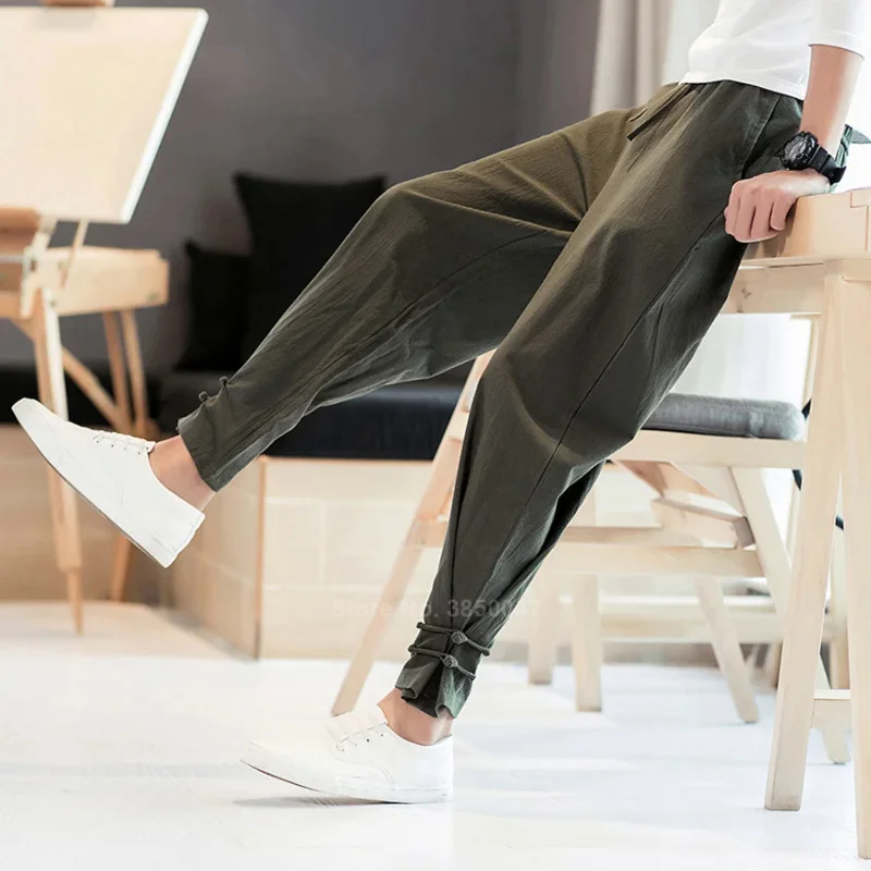 Брюки мужские в японском стиле винтажные Самурайские штаны брюки-султанки