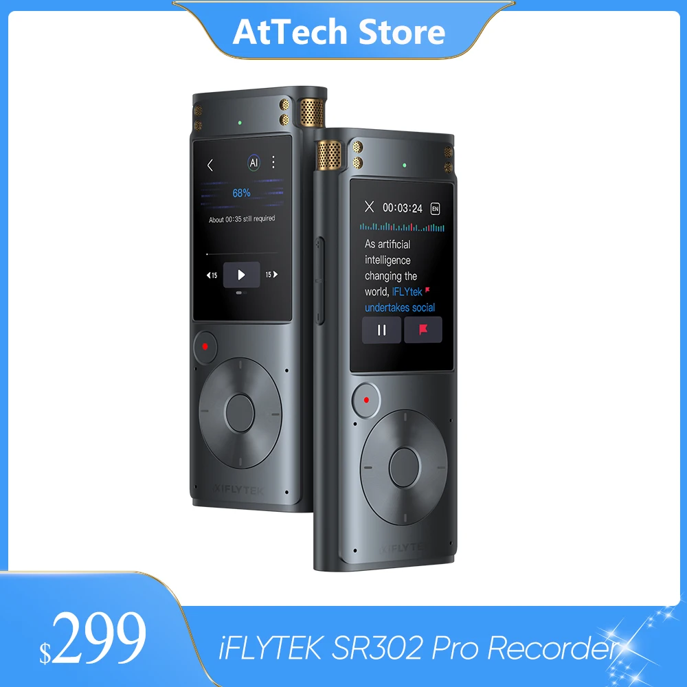 

Original iFLYTEK SR302 Pro Professional Digital Voice Recorder with 6 Microphone 2GB/32GB Offline Transcription Sound Recorder