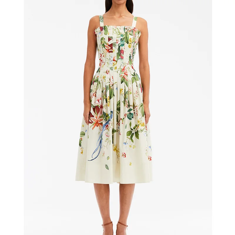 Классические Элегантные Хлопковые Платья на бретелях с открытыми плечами и