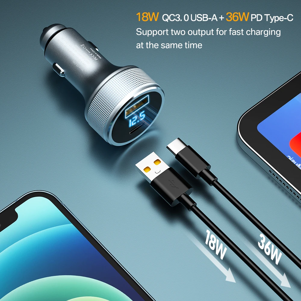 54w quick charge 3 0 pd usb car charger for iphone 11 pro xiaomi 9 huawei fcp afc fast charging qc3 0 pd usb c car phone charger free global shipping