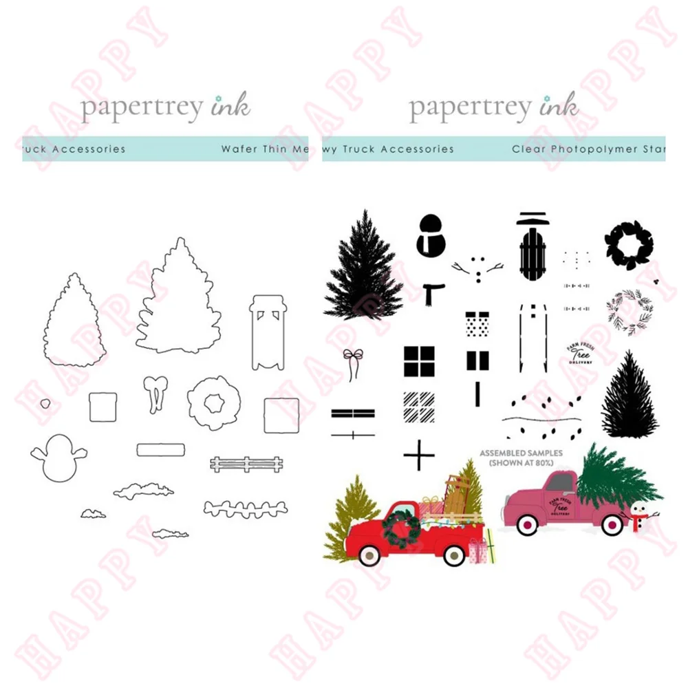 

Metal Cutting Dies And Stamps Christmas Snowy Truck Accessories For Scrapbookin Diary Decoration Embossing Template DIY Handmade
