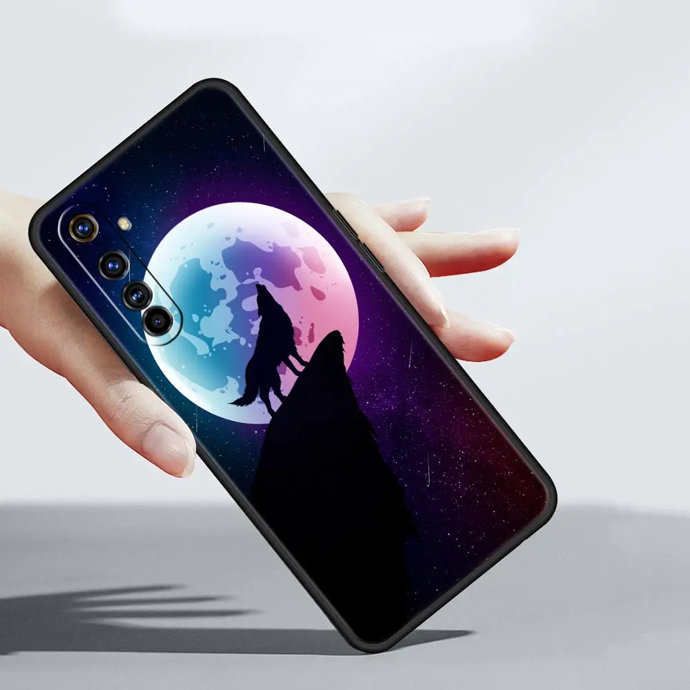 Фото Soft TPU Case For Realme C67 C63 C55 C53 C25 C21 10 11 12 13 GT 2 3 5 Pro Plus 5G Shockproof Phone Cover Moon Roaring Wolf Capas №4