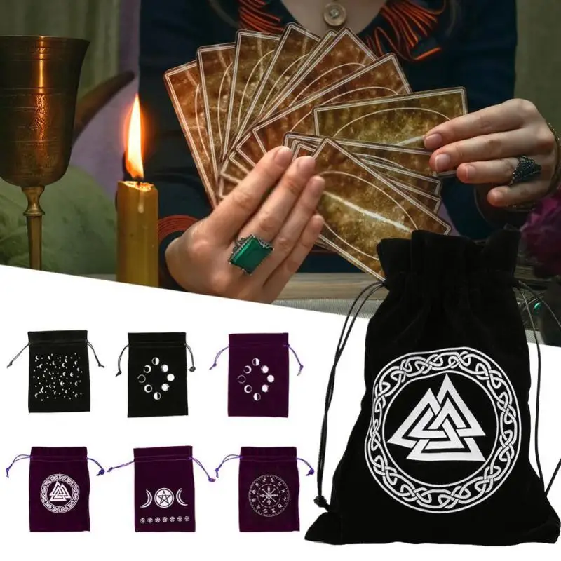

Tarob Bag Moon Phase Tarots Oracle Cards Storage Bag Runes Constellation Witch Divination Accessories Jewelry Dice Bag