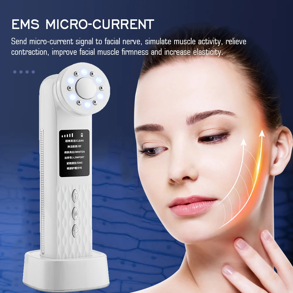 

7 in 1 Ultrasonic Face Lift Device EMS RF Microcurrent Skin Rejuvenation Facial Massager Light Therapy Anti Aging Wrinkle Device