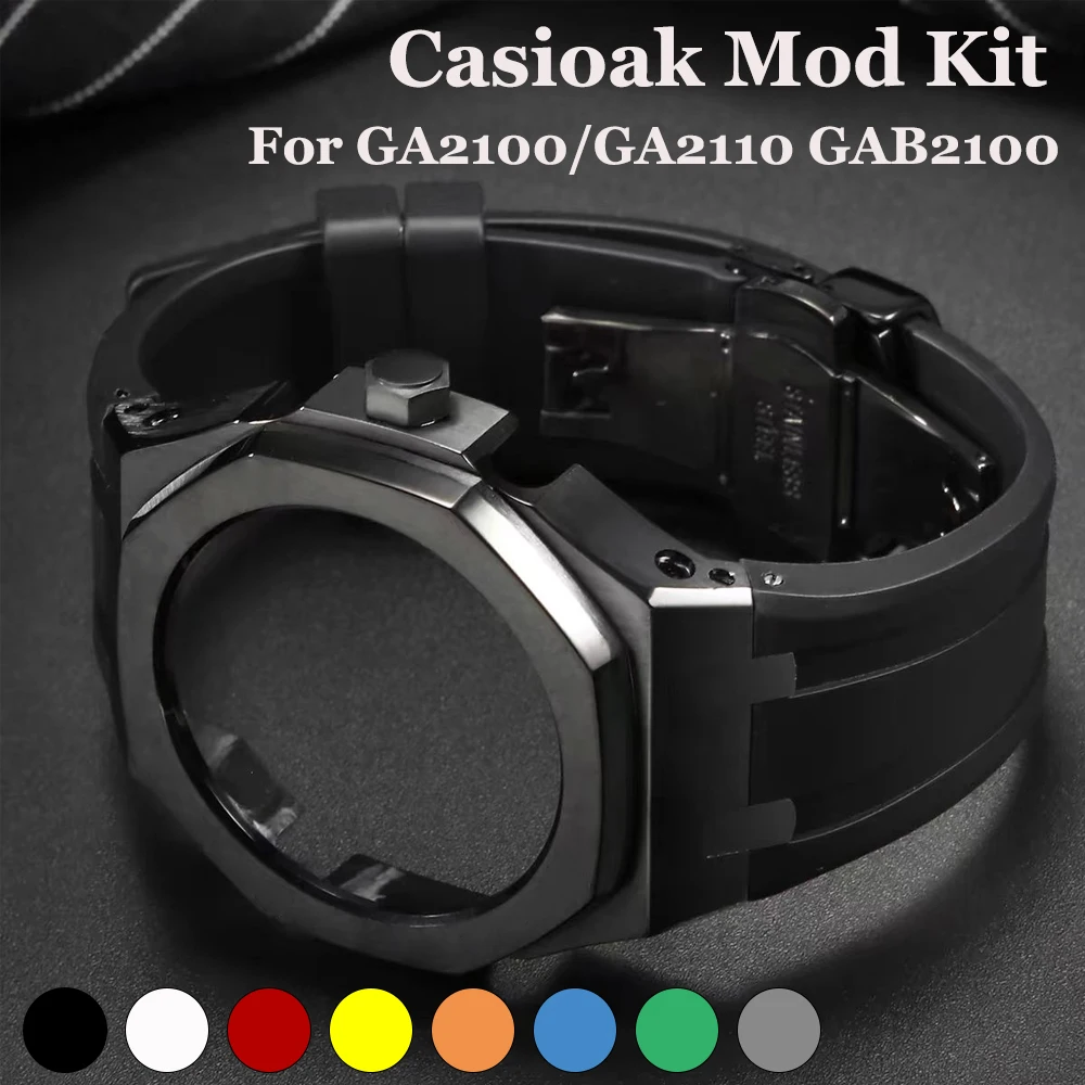 Фото Комплект для модификации GEN4 Casioak GA2100 для G-SHOCK GA2100/GA2110 GAB2100: корпус из нержавеющей стали, безель, резиновый ремешок, комплект для замены и модификации. №1