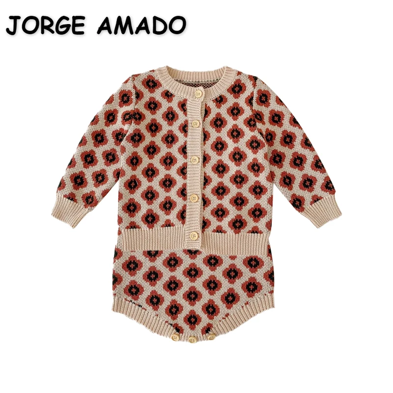 

Новый осенний комплект одежды для маленьких девочек, свитер с длинным рукавом и круглым воротником в виде клевера + трикотажное боди на бретельках, детская одежда, E6054