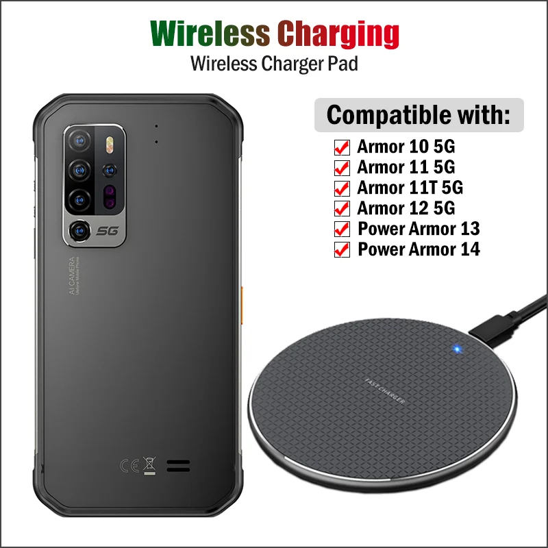 10w qi wireless charger for ulefone armor 10 11 11t 12 5g 7 7e power armor 13 14 rugged phone wireless charging pad free global shipping