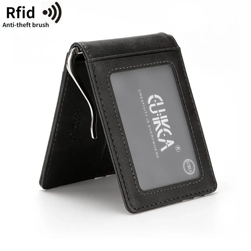 

Кошелек унисекс с технологией радиочастотной идентификации, кошелек с зажимом для денег для женщин и мужчин, тонкий кожаный кошелек с металлическим зажимом, деловой бумажник для путешествий