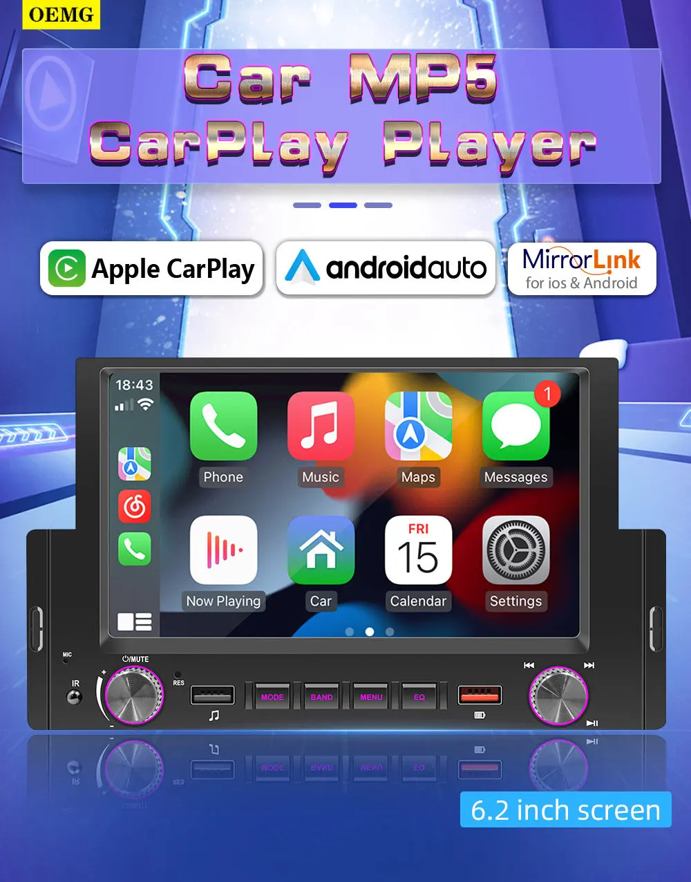 

Car MP5 Player Bluetooth Hands-Hree Subwoofer Multifunction Reversing Video Car Radio Audio FM Receiver