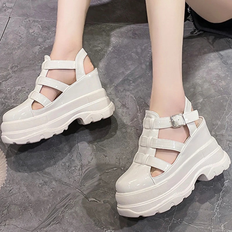 11CM Sandals Women Shoes Soft Soles Fashion Women Summer Roman Platform Wedge Ladies Breathable Buckle Hidden Heels Female Shoes