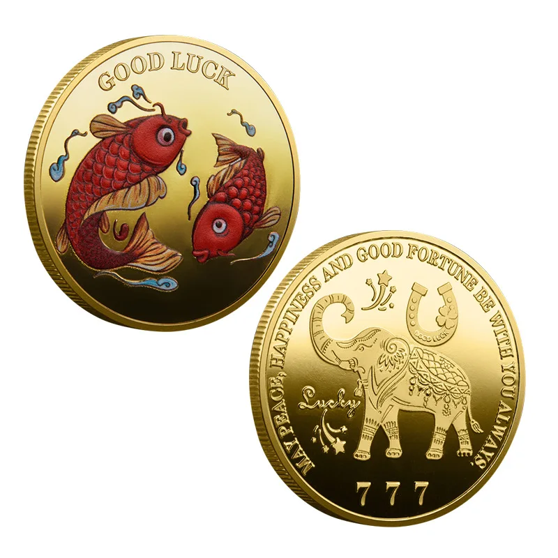 

Золотая памятная монета «Ггантический слон 77» Koi Good Luck
