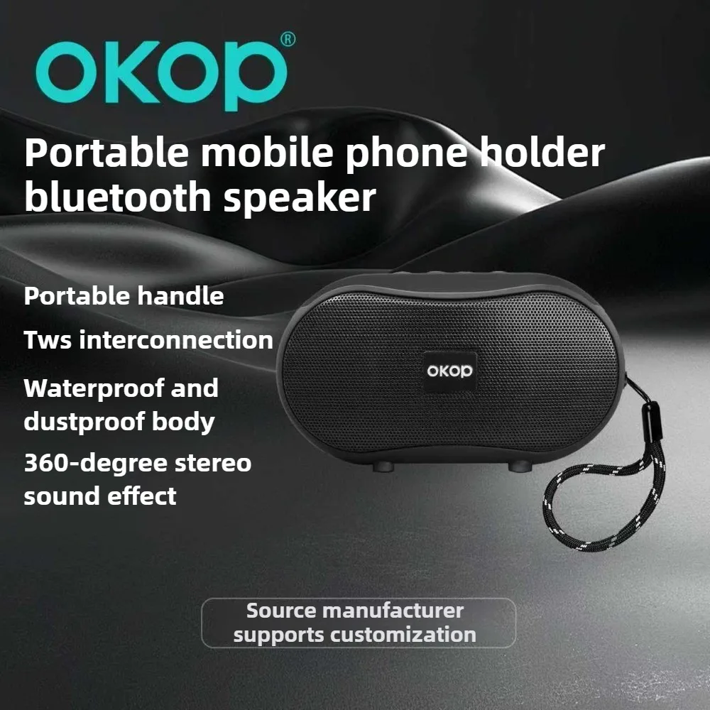 Фото OKOP Портативная беспроводная Bluetooth-колонка с басами, TWS/BT/FM для кемпинга и пляжных вечеринок, дома, езды на велосипеде и дизайна бара колонки №2