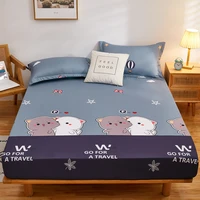 printed cartoon bed hat polyester sheet moisture absorption cooling secure slip band elastic mattress cover summer bedspread