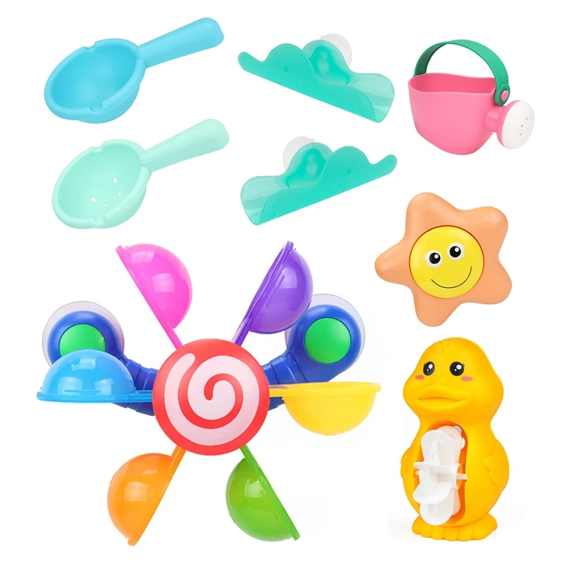 

Baby Bath Toys Colorful Waterwheel Bathing Sucker Bathtub Water Spray Play Set Shower Sprinkler Toy for Kids Toddler Toy