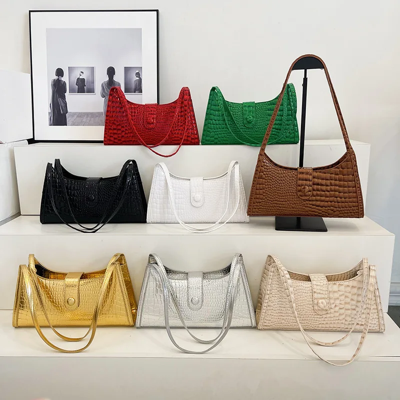 

Fashion Crocodile Pattern Women's Bags New Popular Pu Leather Shoulder Bag Luxury Designer Texture Buckle Handbags For Women New