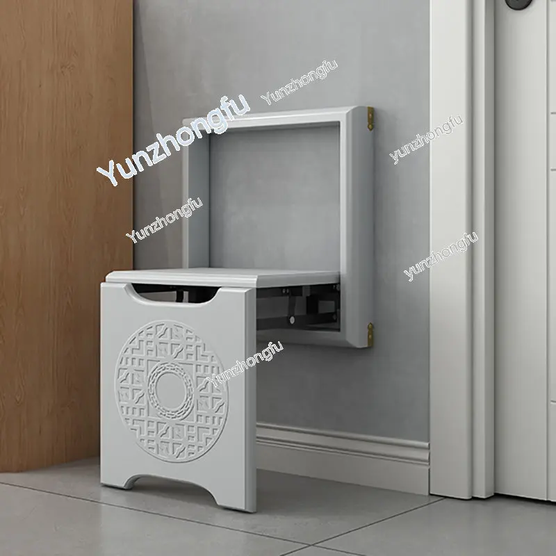 Складной стул для монтажа на стену Hidden Wall Mounted Folding Chair Household Bathroom Furniture and Shower Ultrathin Shoe Changing Stool