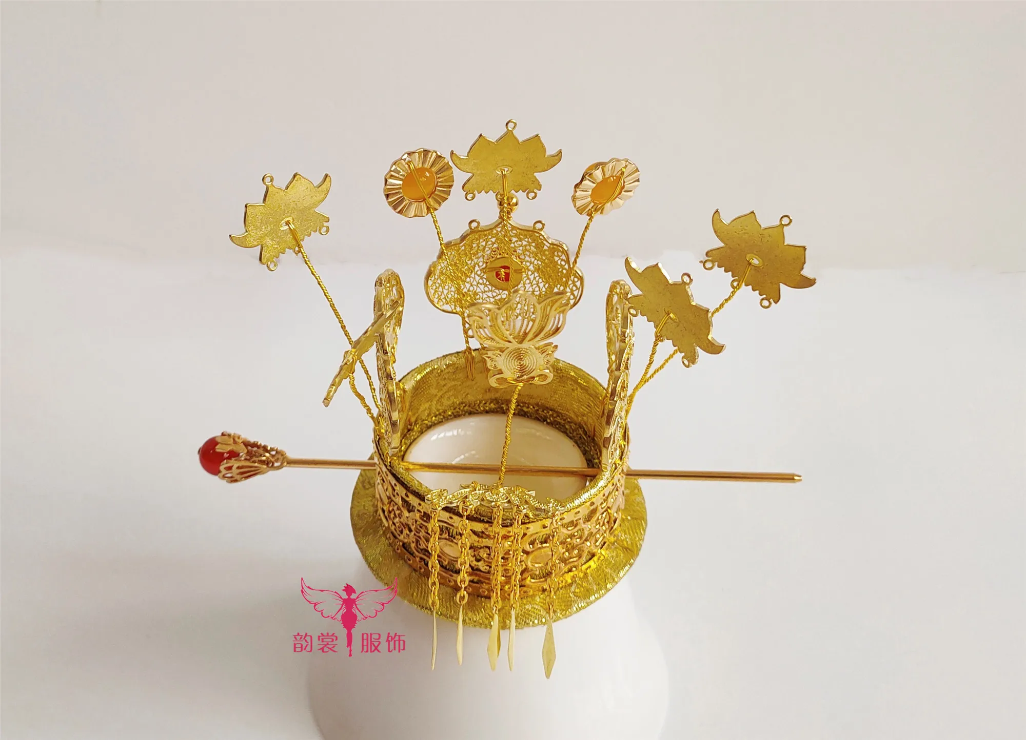 Золотая тиара с волосами для принца унисексуальный костюм чжаомина Корона