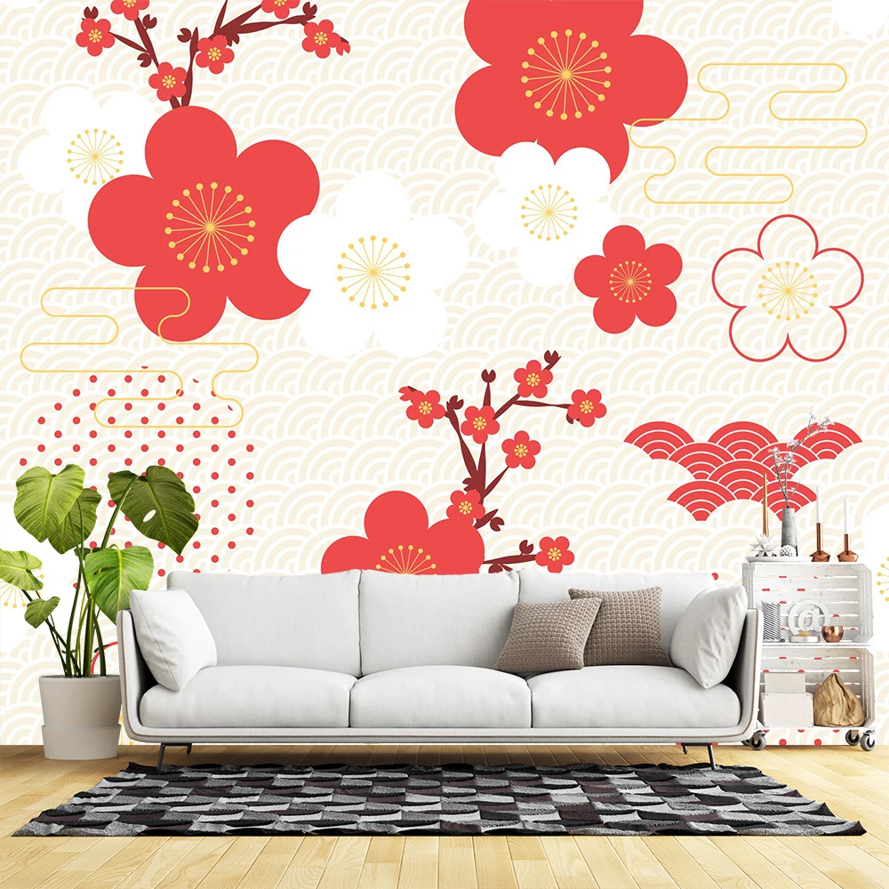 

Японские цветочные мотивы и краны для большой гостиной, Настенный декор, наклейка на стену для спальни, детской комнаты, съемная наклейка