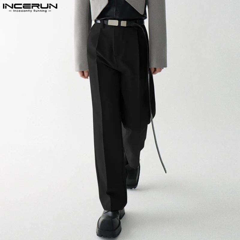 

Штаны INCERUN мужские однотонные, свободные джоггеры с карманами на пуговицах, повседневные Прямые брюки, стильные брюки в Корейском стиле, 2023