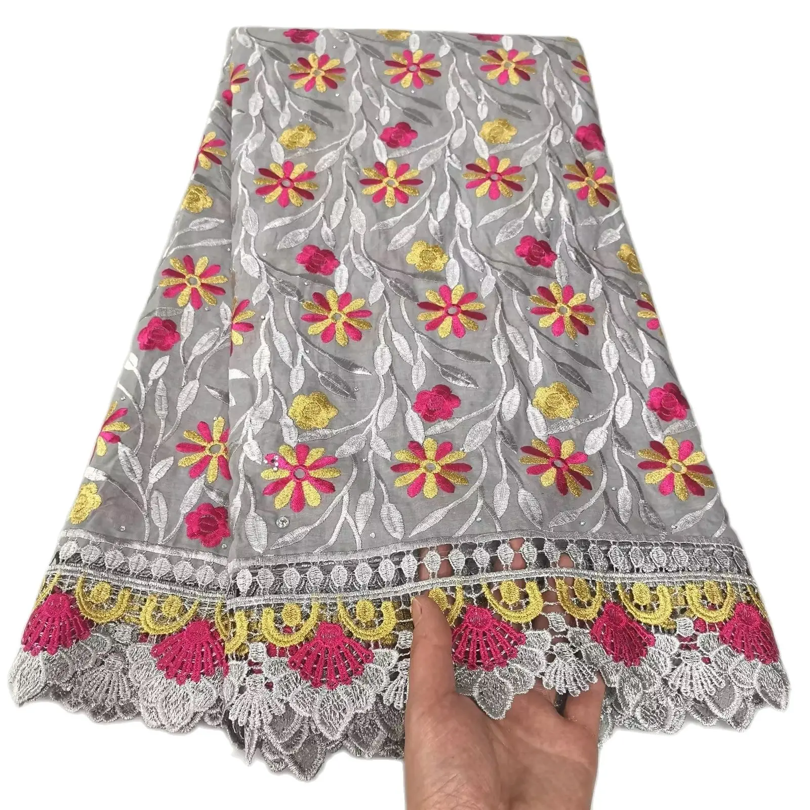 

Swiss Voile Lace High Quality Cotton African Nigerian Lace Fabric For Women Dress 5 Yards