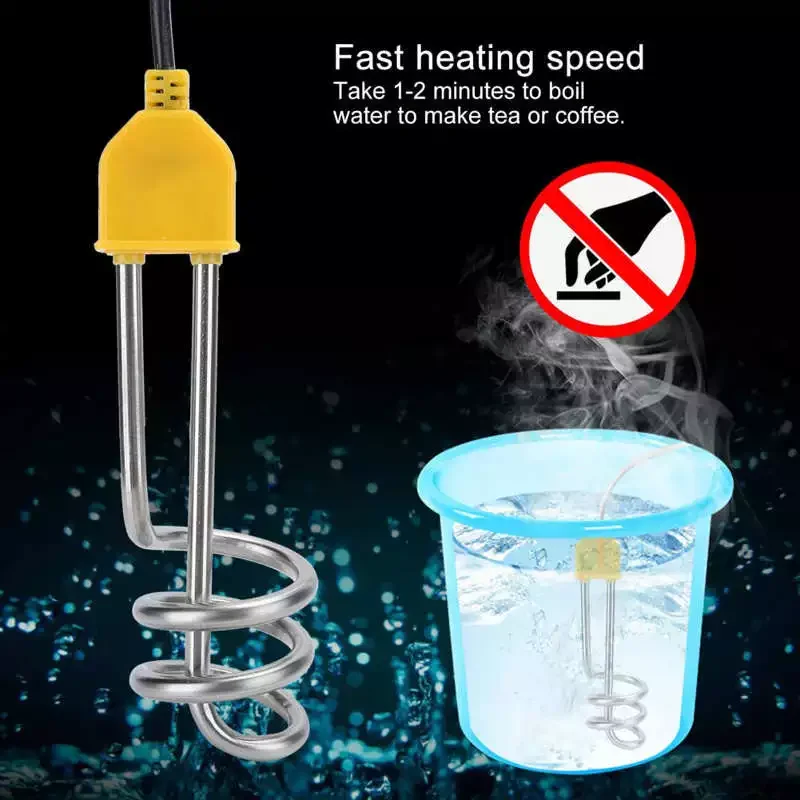 

1500W Stainless Steel Water Heater Electric Immersion Water Boiler For Home Office Travel Use 1.5m Household Supplies