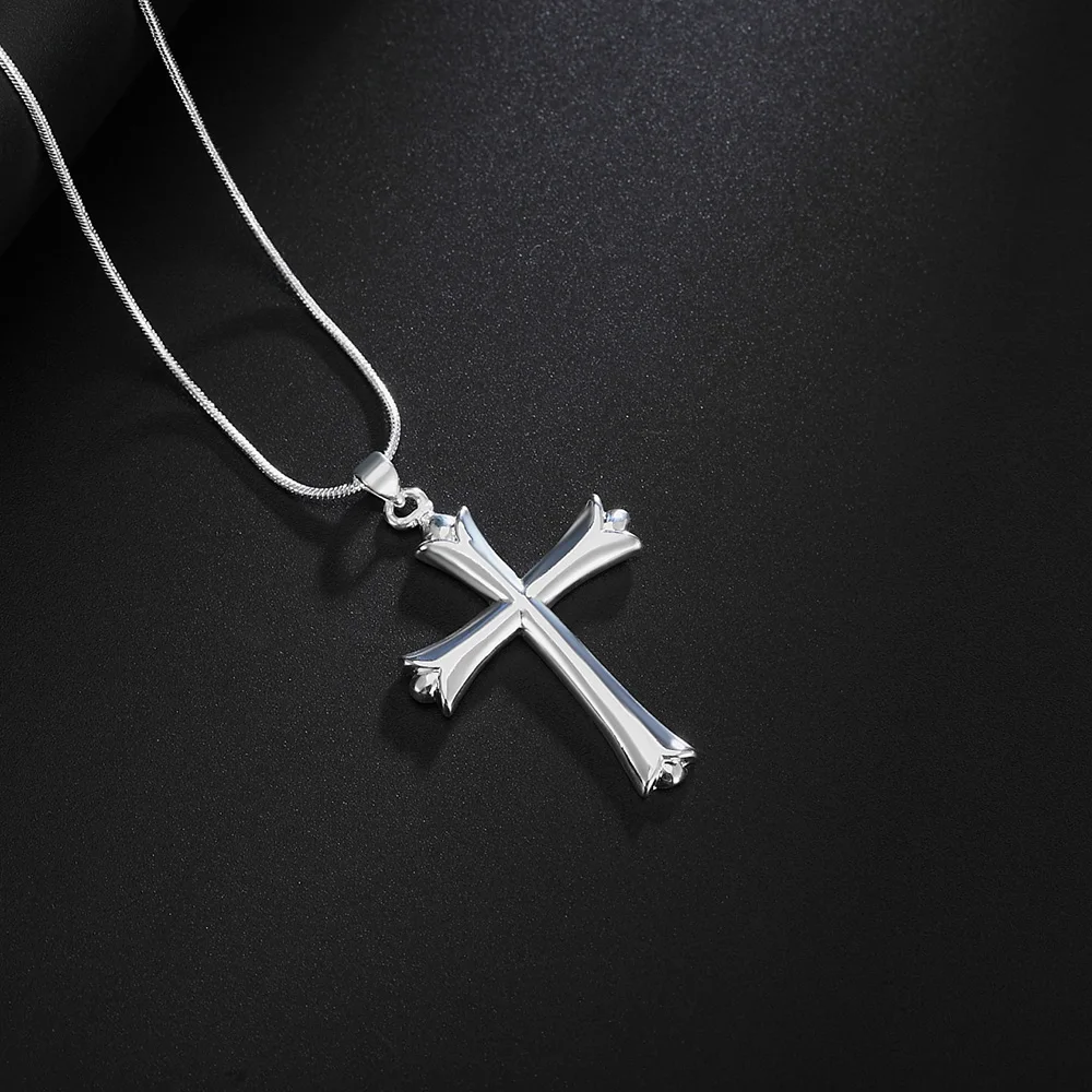 

Hot 925 Sterling Silver Classic cross Pendant Necklace For Women wedding accessories party luxury Jewelry fashion trend gifts