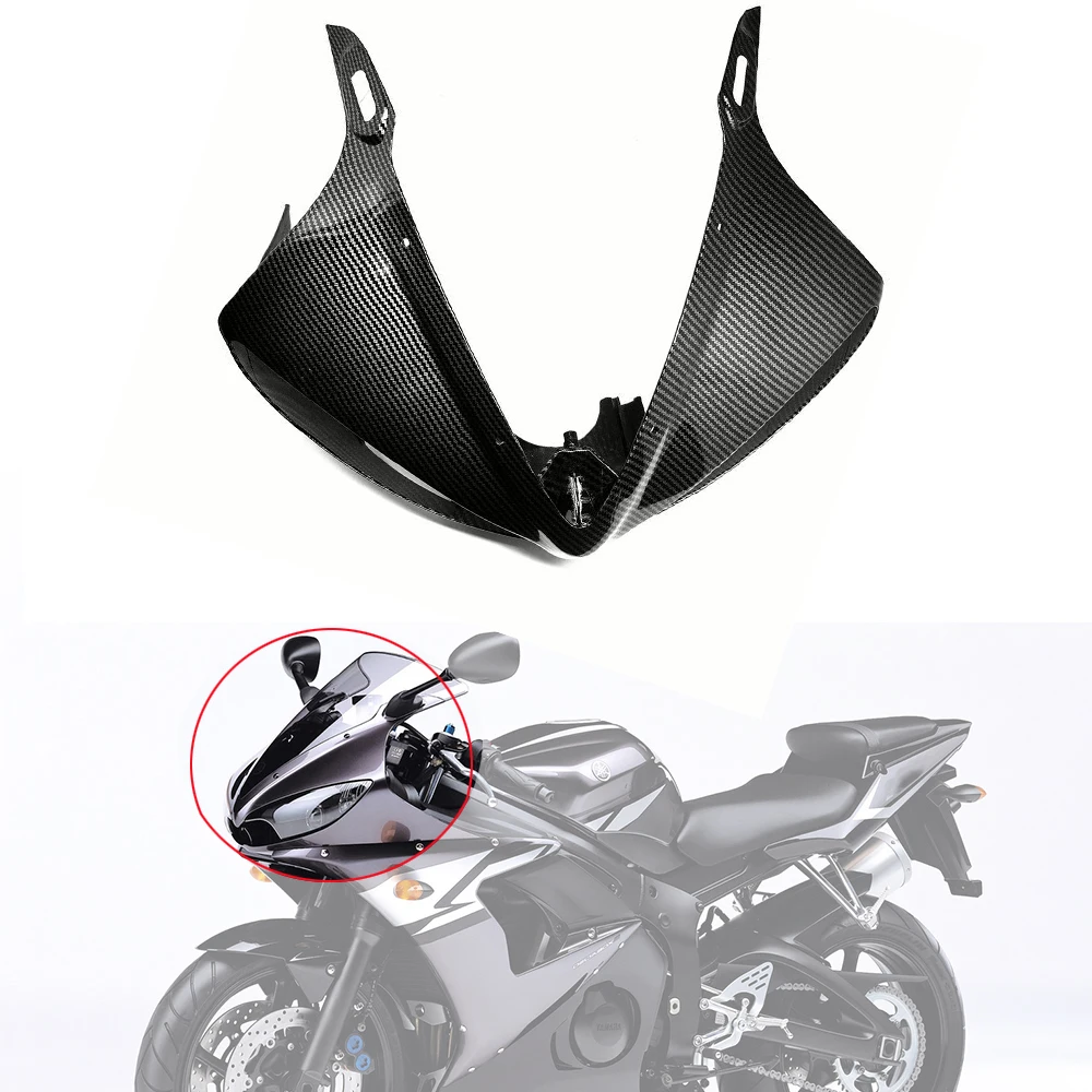 

For Yamaha YZFR6 YZF R6 YZF-R6 2003 2004 2005 Carbon Fiber Upper Front Headlight Nose Housing Fairing Cover Front Cowl Panel