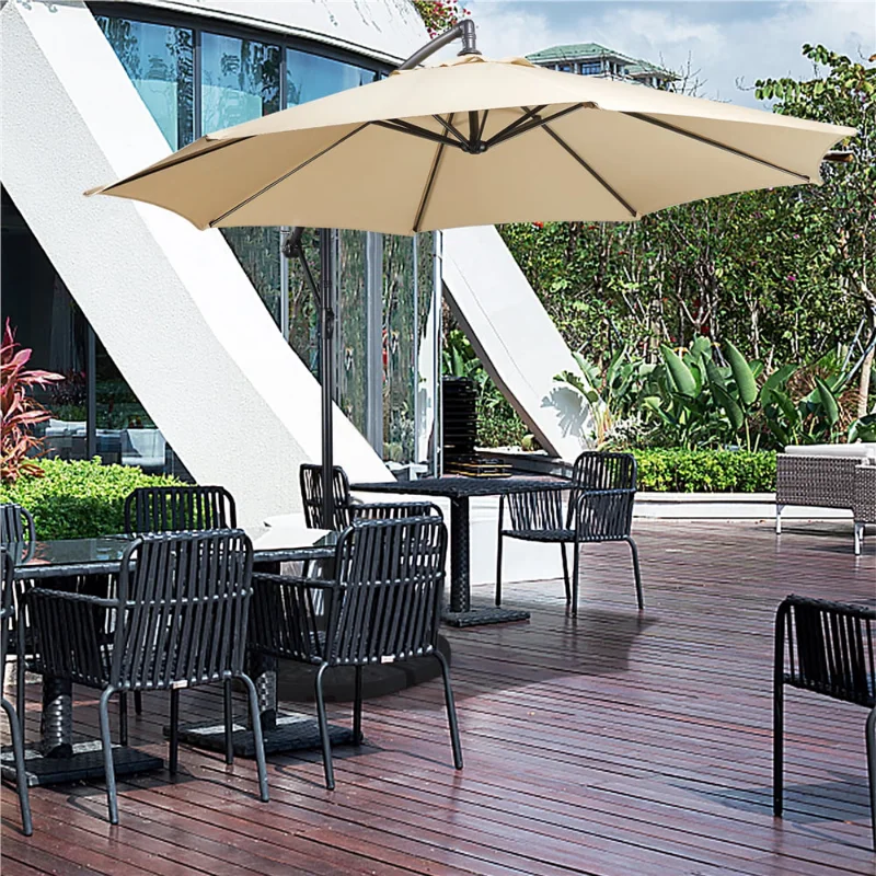 

BOUSSAC 9 Foot Offset Cantilever Patio Umbrella with Crank, Family Yard Sun Umbrella,Patio Umbrellas, Outdoor Patio