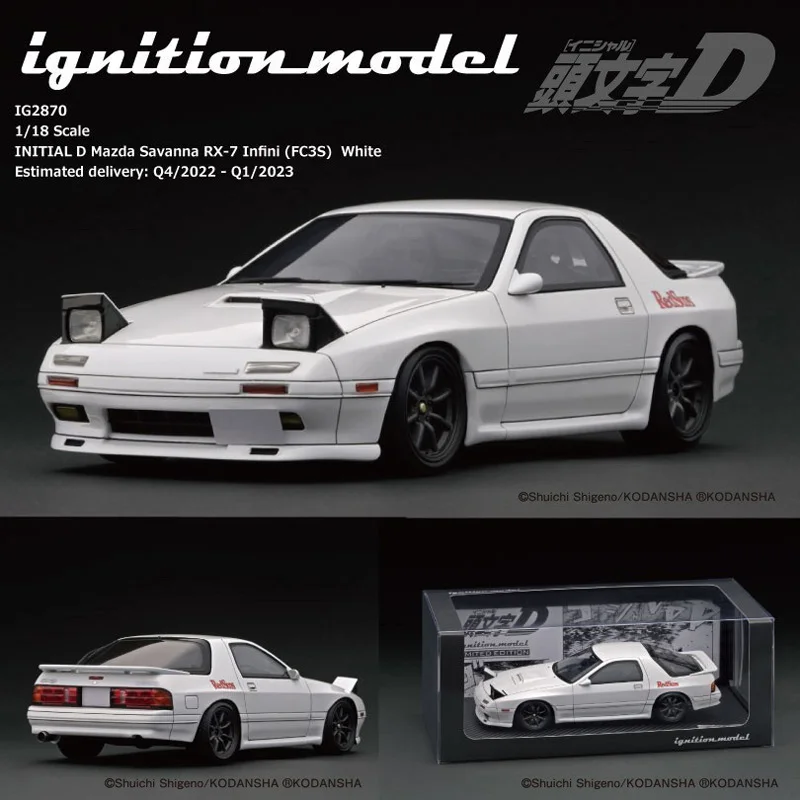 

IG 1/18 для INITIAL D Mazda Savanna RX-7 Infini FC35, металлическая литая машина, белые игрушки, подарки, хобби, демонстрация украшений, коллекция