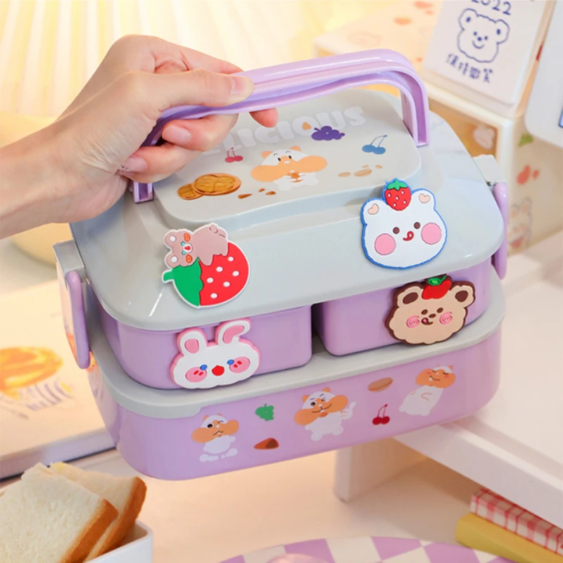 

Kawaii Lunch Box for Girls School Kids Plastic Picnic Bento Box Microwave Food Box with Compartments Storage Containers Lunchbox