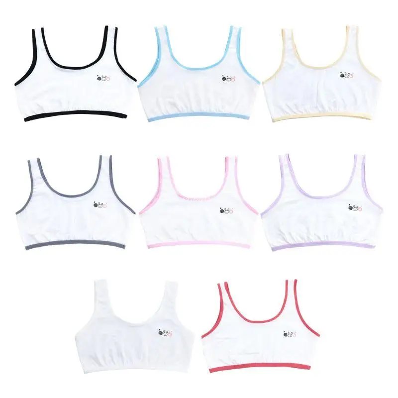 

Puberty Girls Single Layer Underwear Cartoon Rabbit Wide Straps Sports for Tank Dropship