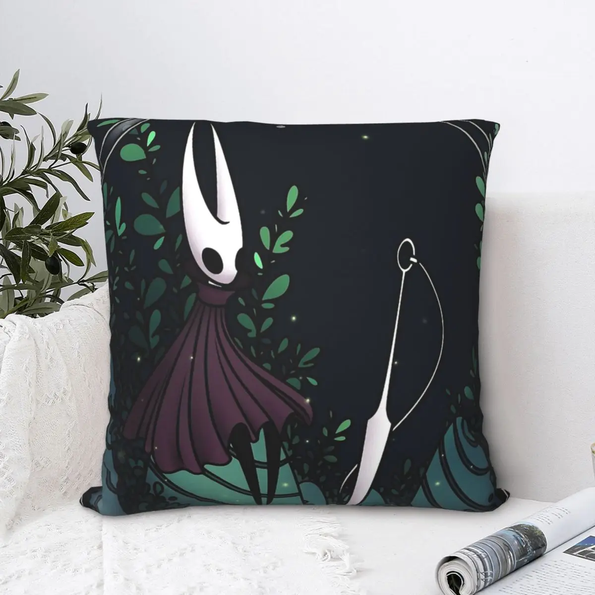 

Hollow Knight Waiting Polyester Cushion Cover Livingroom Office Decorative Reusable Pillow Cover