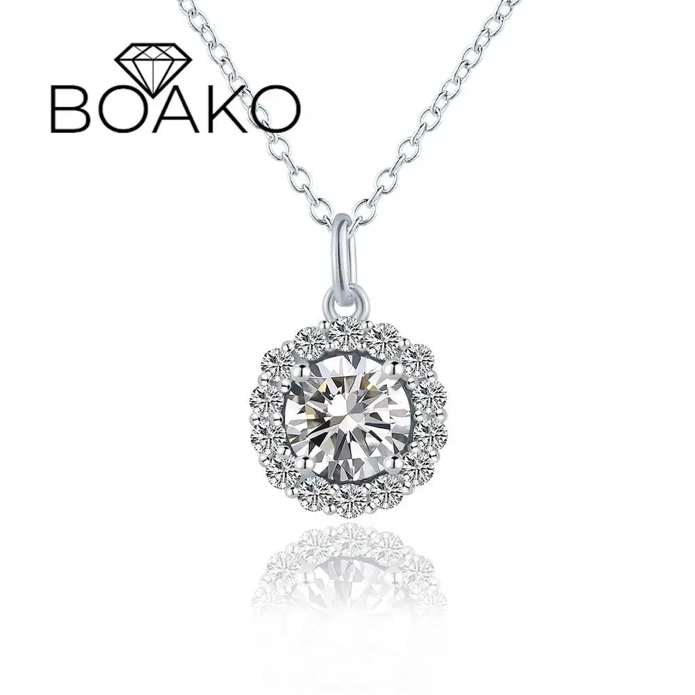 

BOAKO Genuine Round Cut 100% Moissanite Wedding Ring for Women Test Passed 1CT Full Enternity Diamond Band S925 Silver Jewelry