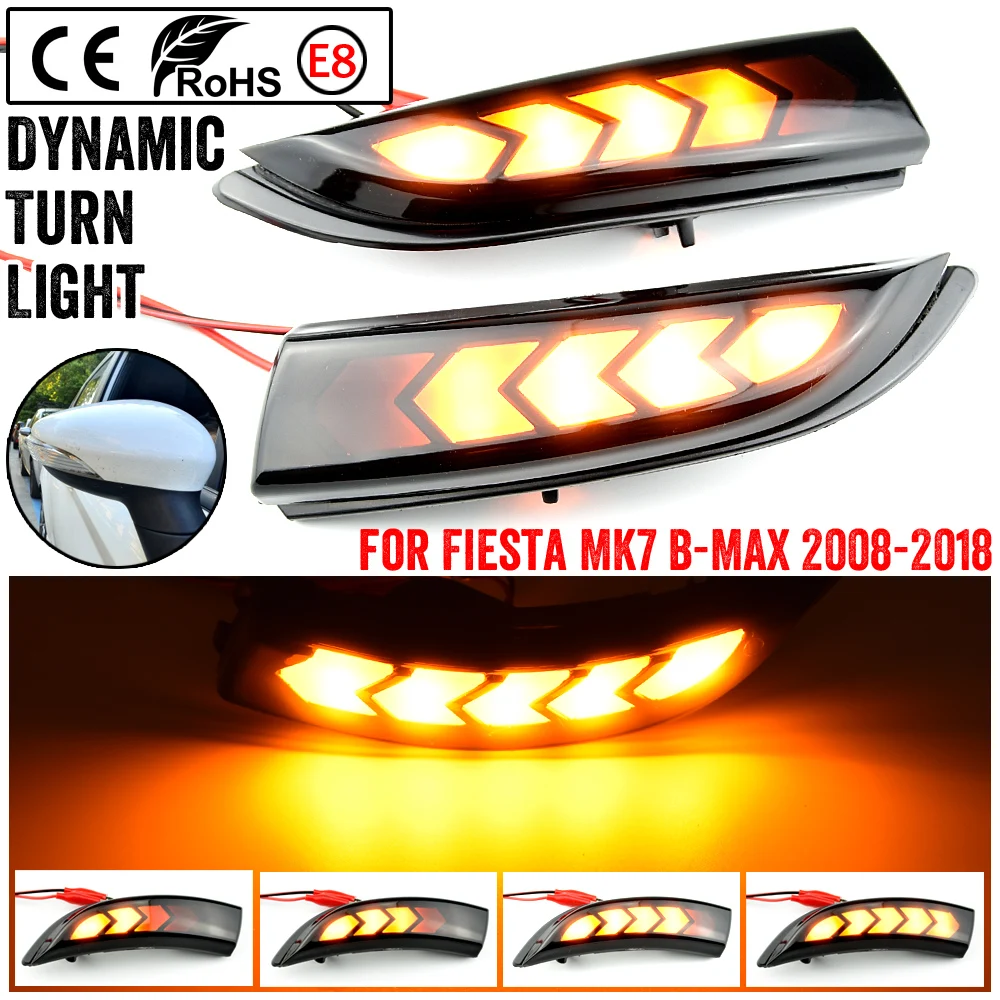 

LED Dynamic Turn Signal Light Side Mirror Sequential Indicator Blinker Lamp For Ford Fiesta MK6 VI /UK MK7 B-Max 2008-17