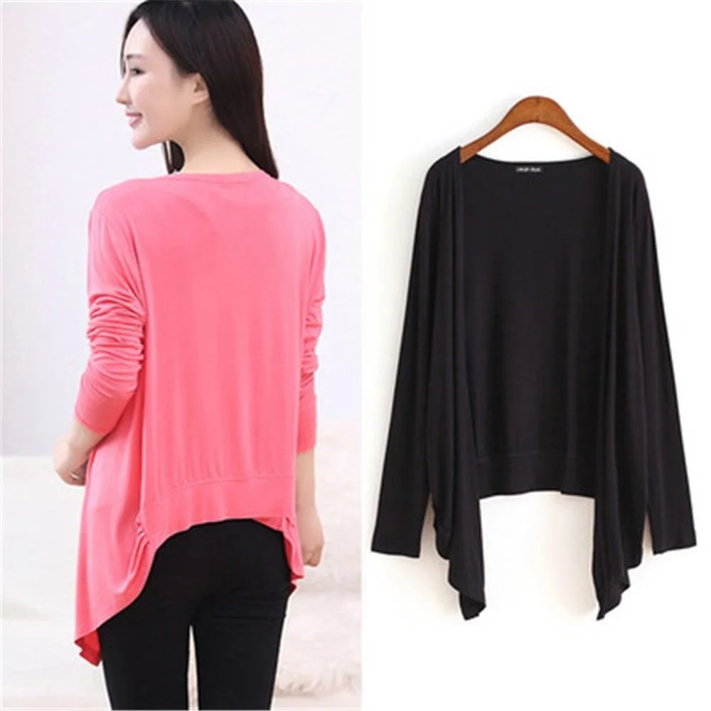 

Women Candy Color Cotton Modal Casual Retro Thin Long Sleeve Sweet Cardigan Female Girl Open Stitch Summer Spring Autumn Coats