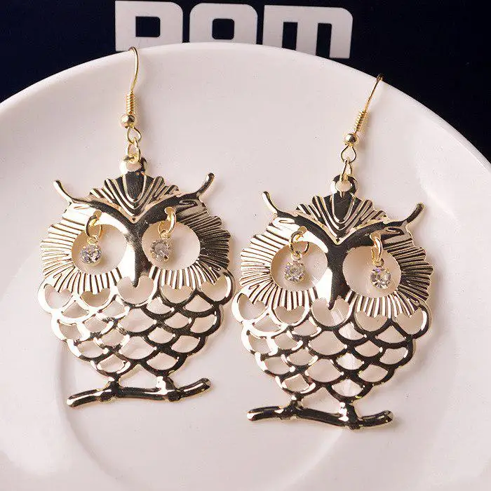 

Серьги в виде совы, модные простые металлические серьги в стиле ретро в виде совы с милыми животными для женщин, характерные элегантные креа...