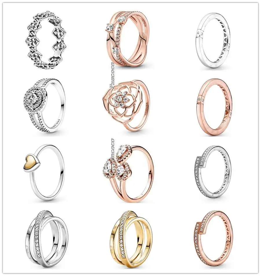 

Authentic 925 Sterling Silver Two Tone Domed Golden Heart Rings For Women Wedding Party Gift Fashion Jewelry