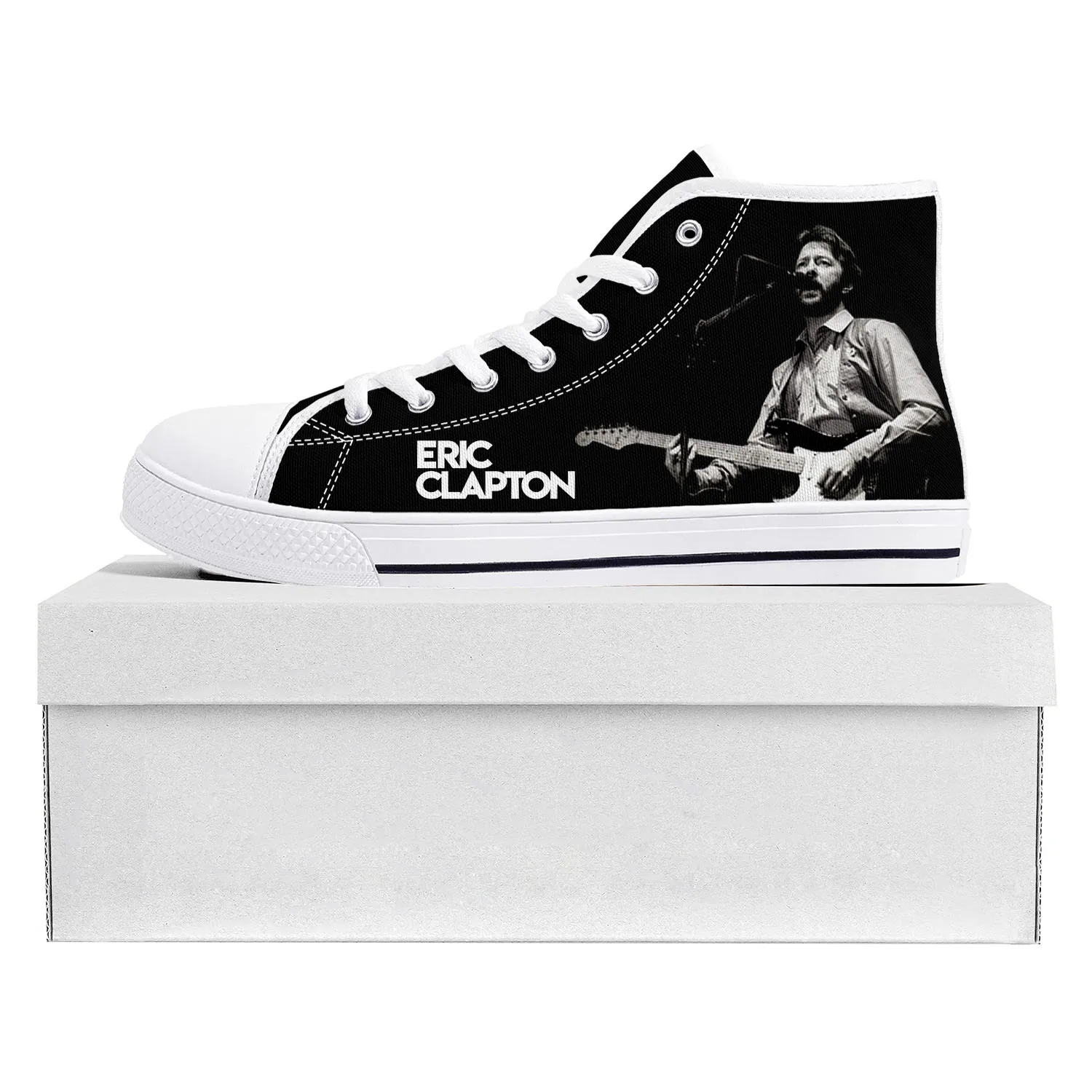 Eric Clapton Rock Musician Guitar High Top High Quality Sneakers Mens Womens Teenager Canvas Sneaker Couple Shoe Custom Shoe