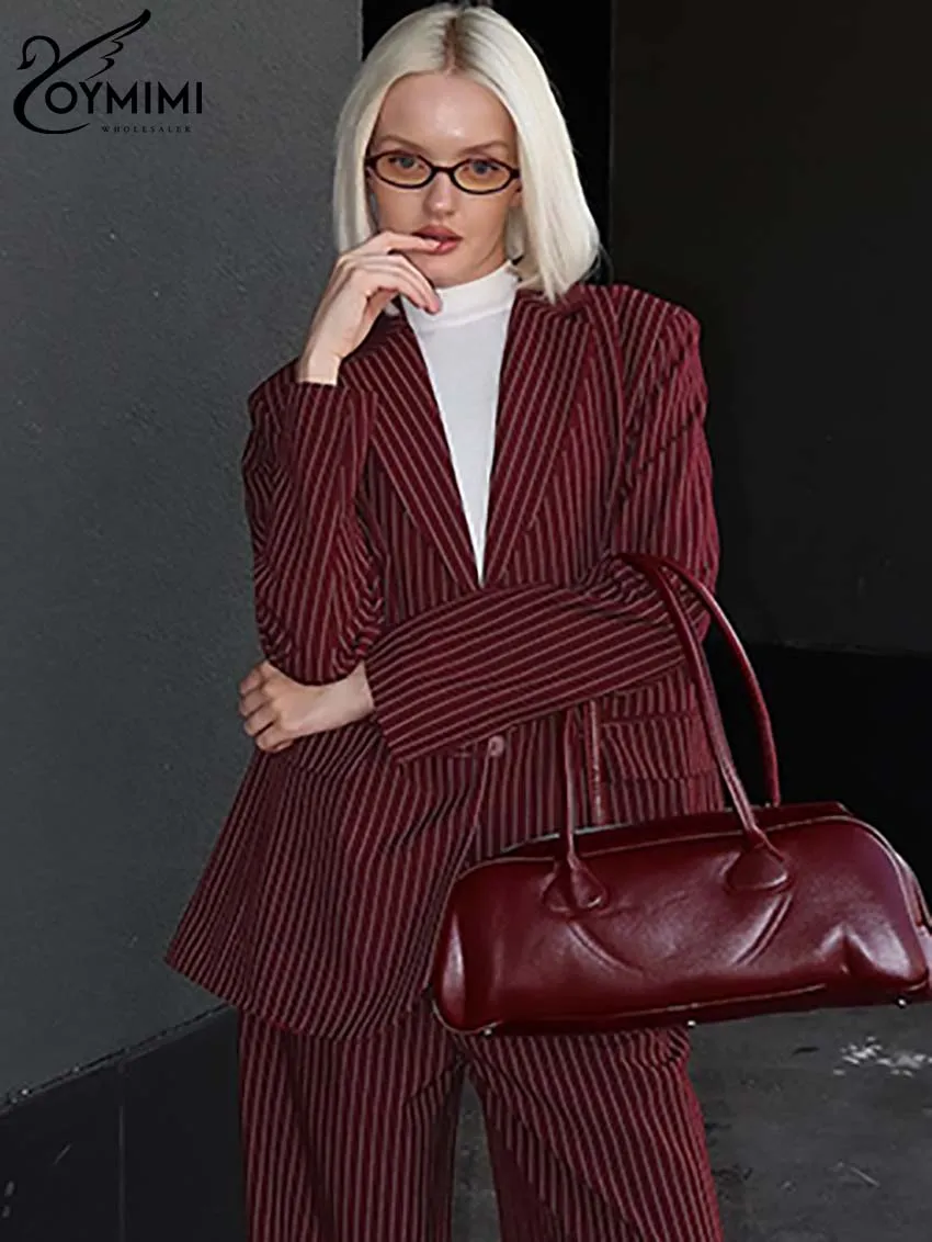 Oymimi Элегантные комплекты с принтом винно-красного цвета женские из 2 предметов