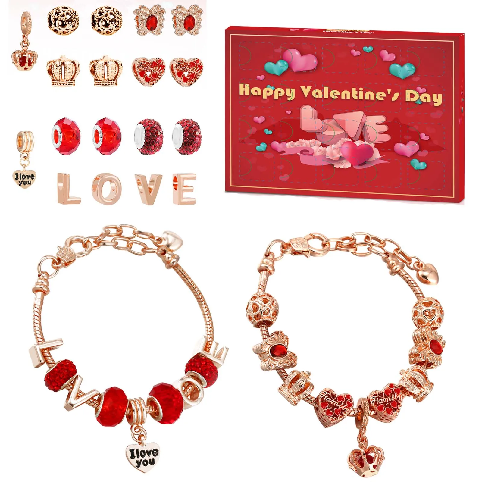 

2023 Valentine's Day Gifts For Girlfriend Jewelry Bracelet Advent Calendar Charm Bracelet Making Kit For Girls