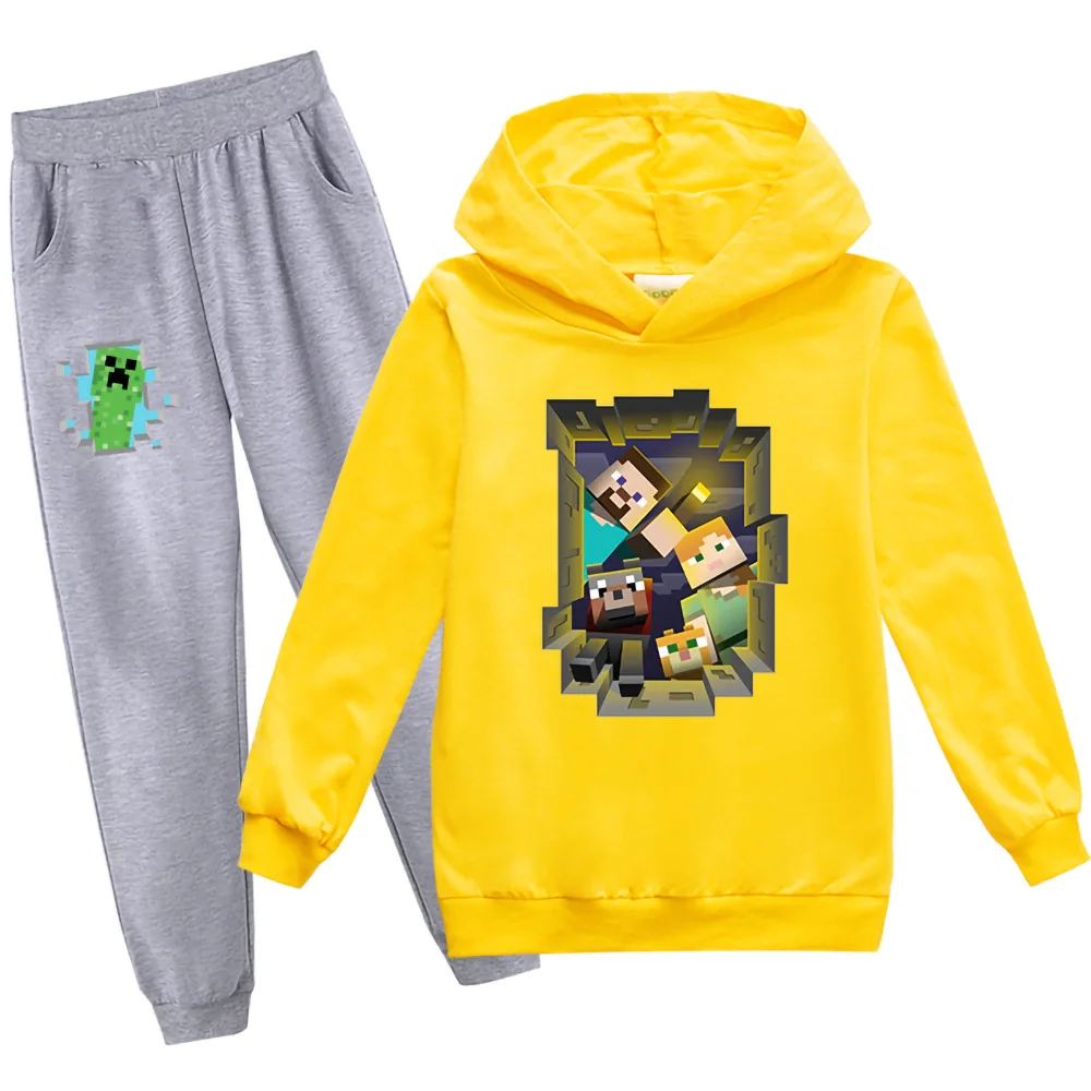Весенний комплект детской одежды MINECRAFT Детская Повседневная Толстовка с принтом