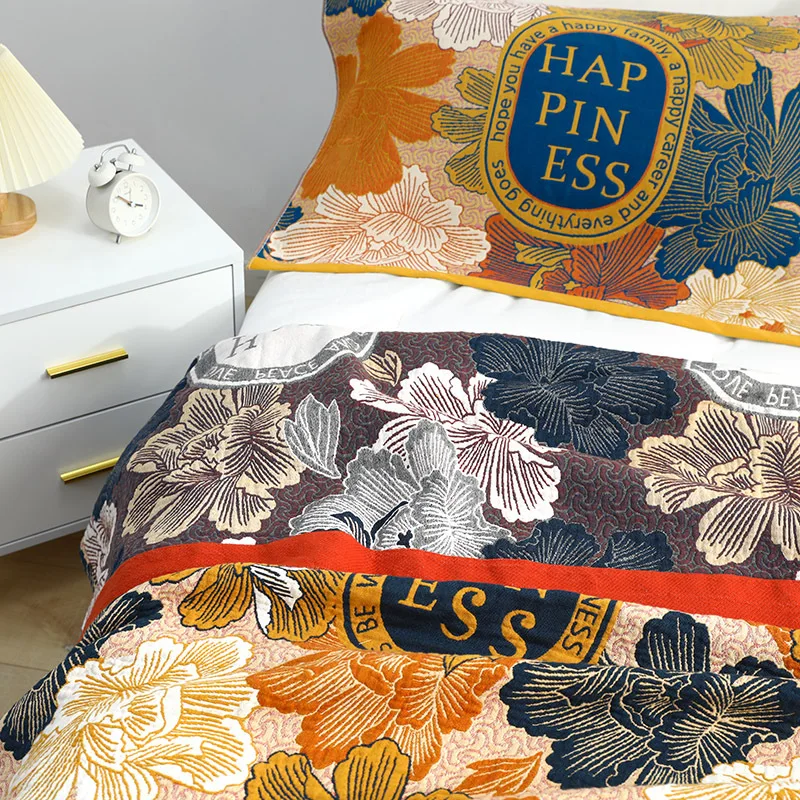 European light luxury cotton blanket throw summer gauze cool quilt air-conditioning soft nap bedspread no pillowcase |