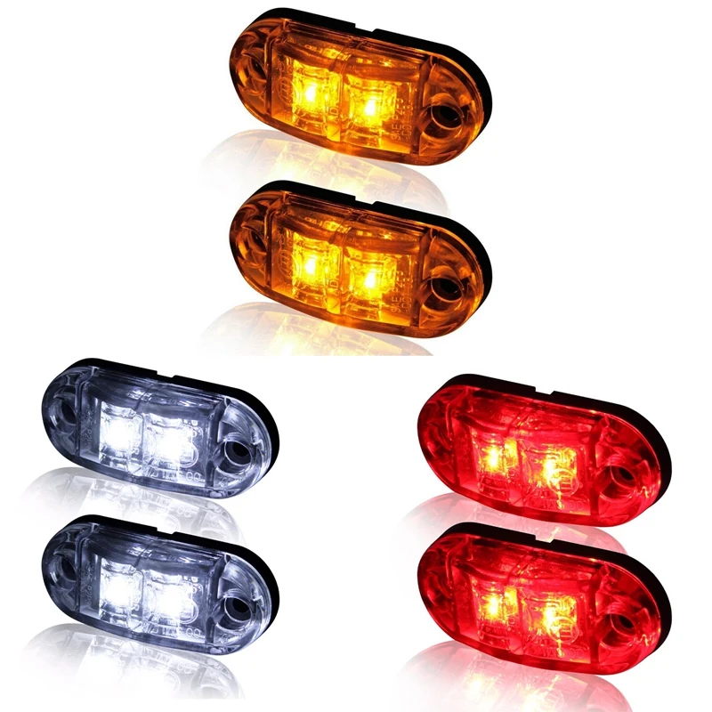 

2Pcs LED Warning Light Diode Light Oval Clearance Trailer Truck Yellow White Red LED Side Marker Lamp Truck Accessories