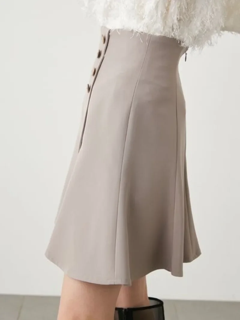 Юбка женская трапециевидная с высокой талией однотонная универсальная простая