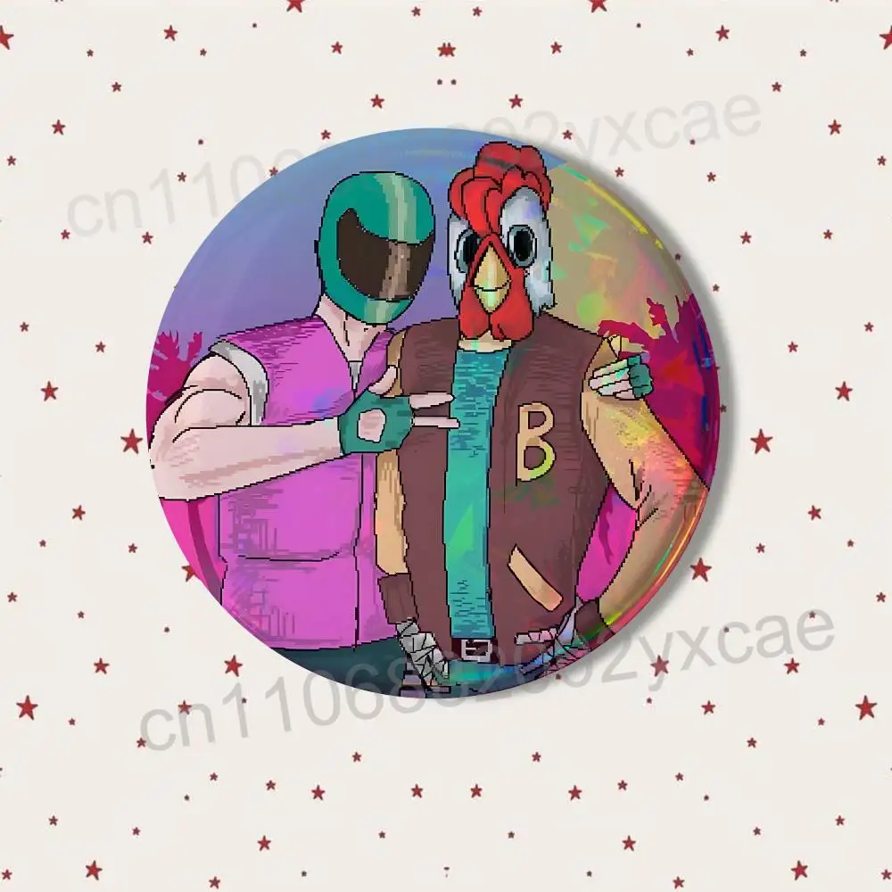 Фото Эксклюзивные значки-броши Fan-exclusive Alex Jacket Hotline Miami Round: изысканные креативные пины для одежды, головных уборов, рюкзаков, подарочные аксессуары №5
