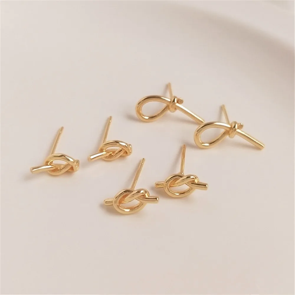 

925 silver needle bag 14K Gold Filled preserving knotting Earrings DIY hand design advanced sense earrings earrings accessories