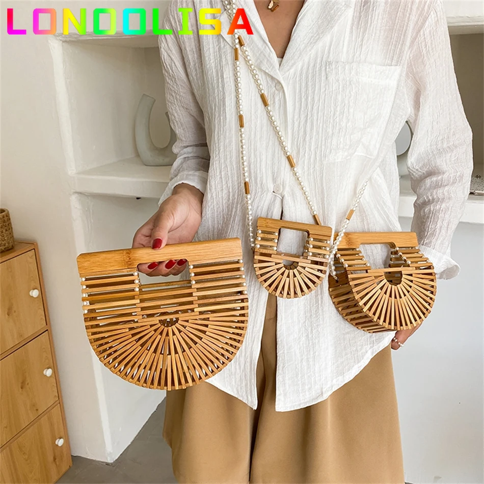 

Luxury Designer Summer Style Bamboo Purses and Handbags Women Woven Beach Shoulder Crossbody Bags Handmade Mobile Phone Wallets